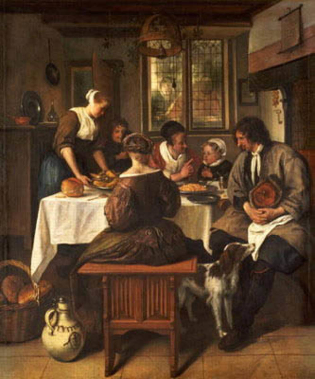 Cuadro de Jan Havicksz Steen de familia comiendo garbanzos